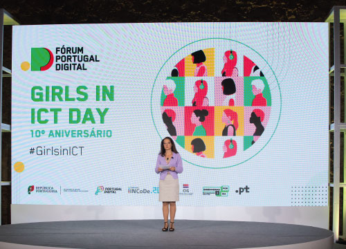Sara Sá na sessão de abertura do Girls in ICT Day